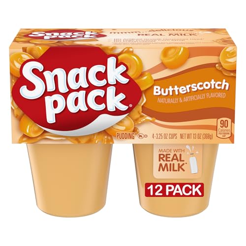 Snack Pack Butterscotch Flavored Pudding Cups, 3.25 oz., 4-Count (Pack of 12)