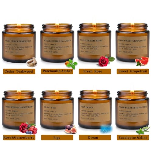 Scented Candles Gift Set 8 Pack 3.5 Oz Soy Wax Jar Candles Aromatherapy for Her with Rose, Teakwood, Amber, Mint Grapfruit Home Fragrance Relaxing Candles Gift for Lover Women Mum Wife Mother's Day - Image 5