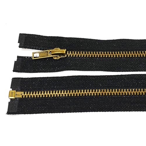 Pack of 2 Aged Brass Zippers 50cm, Zipper for Sewing Clothing, Crafts, Black and Golden Zipper, #5 (50cm, 332) - Image 3