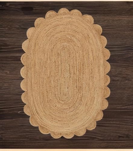 Tapete Oval Tejido a Mano en Yute Natural 60x90 cm miniatura 2
