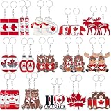 AceOrbit 30 Pcs Canada Keychain Rings National Canada Day zinc alloy Keychains Gifts Canadian Flag Maple Leaf Souvenirs Decorations