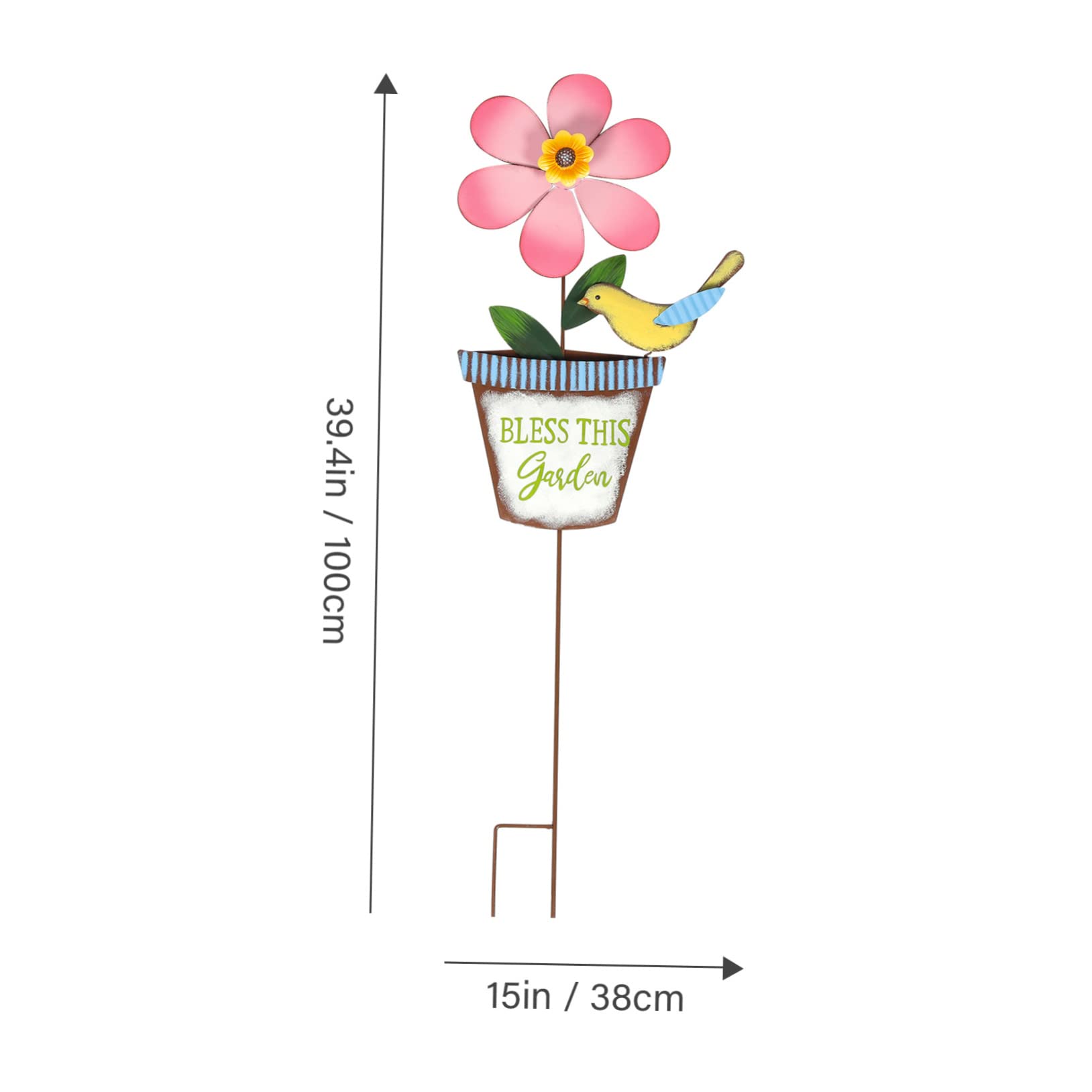 YARNOW Outdoor Decorative Windmill for Lawn Unique Metal Flower Garden Spinner Easy Setup Garden Stake for Backyard Patio Park Decor
