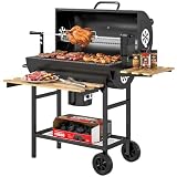 Outsunny Barbacoa de Carbón Portátil Barril Móvil con Asador Eléctrico