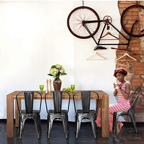 Metal Dining Chairs Set of 4 Indoor Outdoor Chairs Patio Chairs Kitchen Metal Chairs 18 Inch Seat Height Restaurant Chair Metal Stackable Chair Tolix Side Bar Chairs 330LBS Weight Capacity