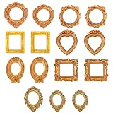 ZHLKHIOP 15 Pcs Mini Gold Frames, Mini Vintage Frames, Small Gold Picture for Wall Collage, Vintage Style Photo for Home Decor,Gifts
