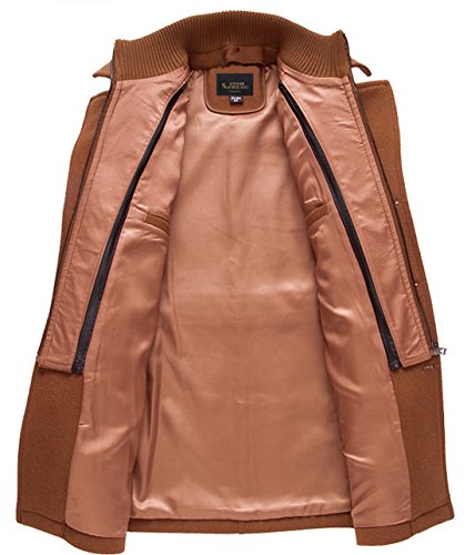 Image of chouyatou Men's Stand Collar Wool-Blend Classic Pea Coat with Removable Inner Collar