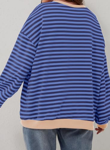 Plus Size Women's Striped Color Block Sweatshirt