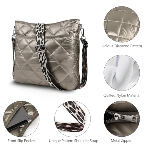 Quilted Crossbody & Puffer Shoulder Bag, Tote with Zipper - Fashion Cotton Quilted Ladies Handbag3