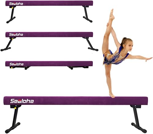 Viga de equilibrio ultra ajustable y plegable de 6 pies, equipo de gimnasia de gamuza alto y bajo, no requiere herramientas, viga de gimnasia para