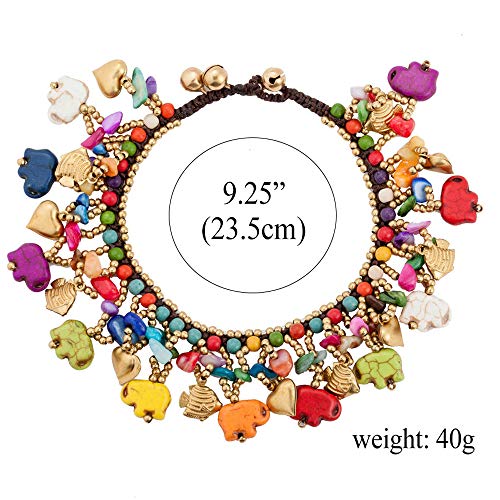 Image of kelistom Bohemian Ankle Bracelets for Women Handmade Natural Stone Beaded Chain Anklet