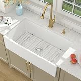 Lordear Farmhouse Kitchen Sink 36 Inch White Fireclay Porcelain Ceramic Single Bowl Apron Front Barn Sink 36x20x10 Inch