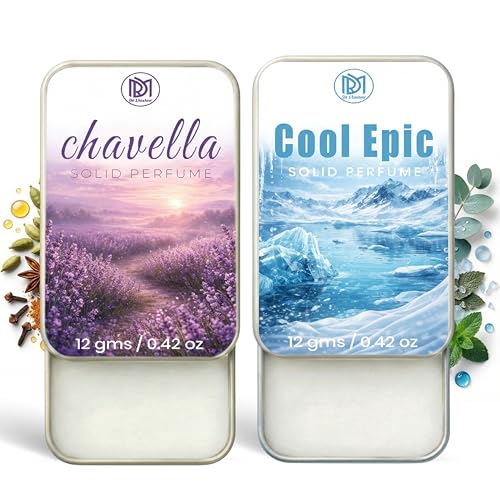 Image of Dr.Mashur Solid Perfume |Chavella&Cool Epic Alcohol Free Wax Perfume Balm, Long Lasting | Pocket Tin 12g, Pack Of 2| Non Greasy Smooth Glide, Travel Friendly Men And Women