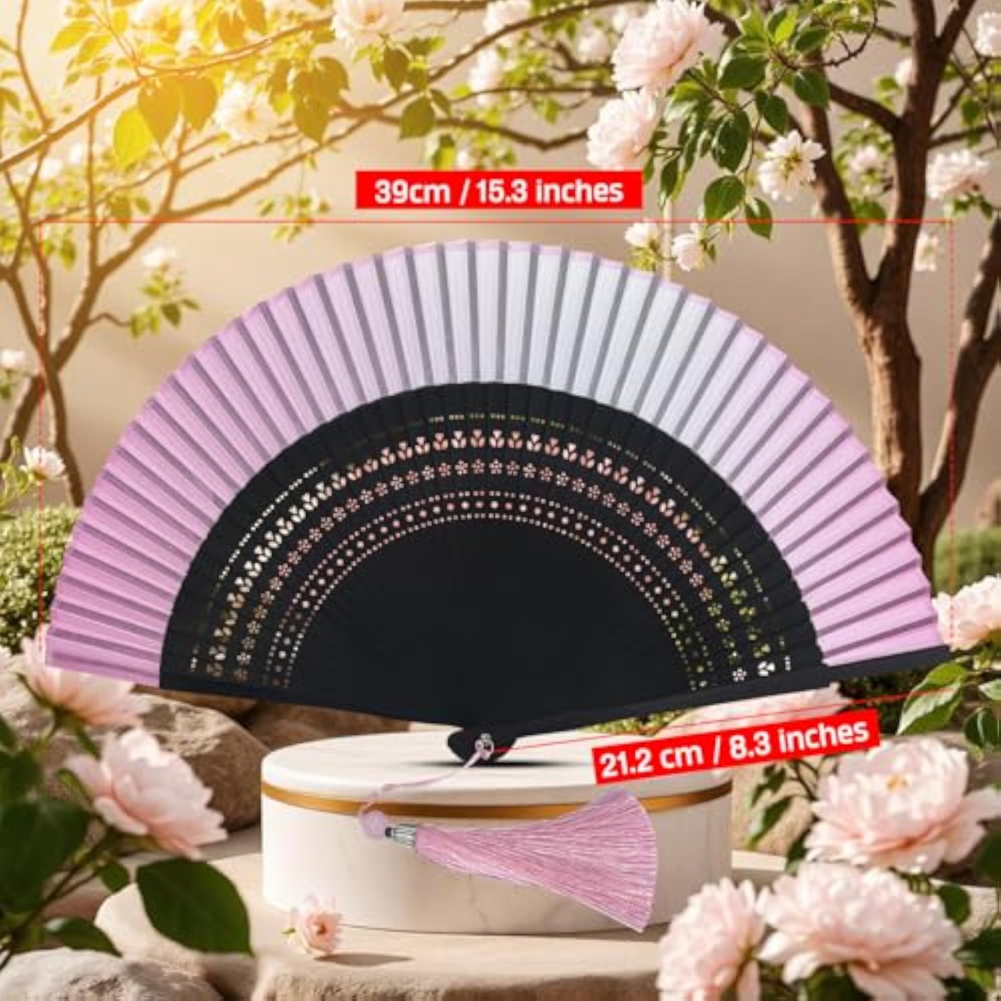 Silk Fabric Border Handheld Folding Fan with Bamboo Ribs