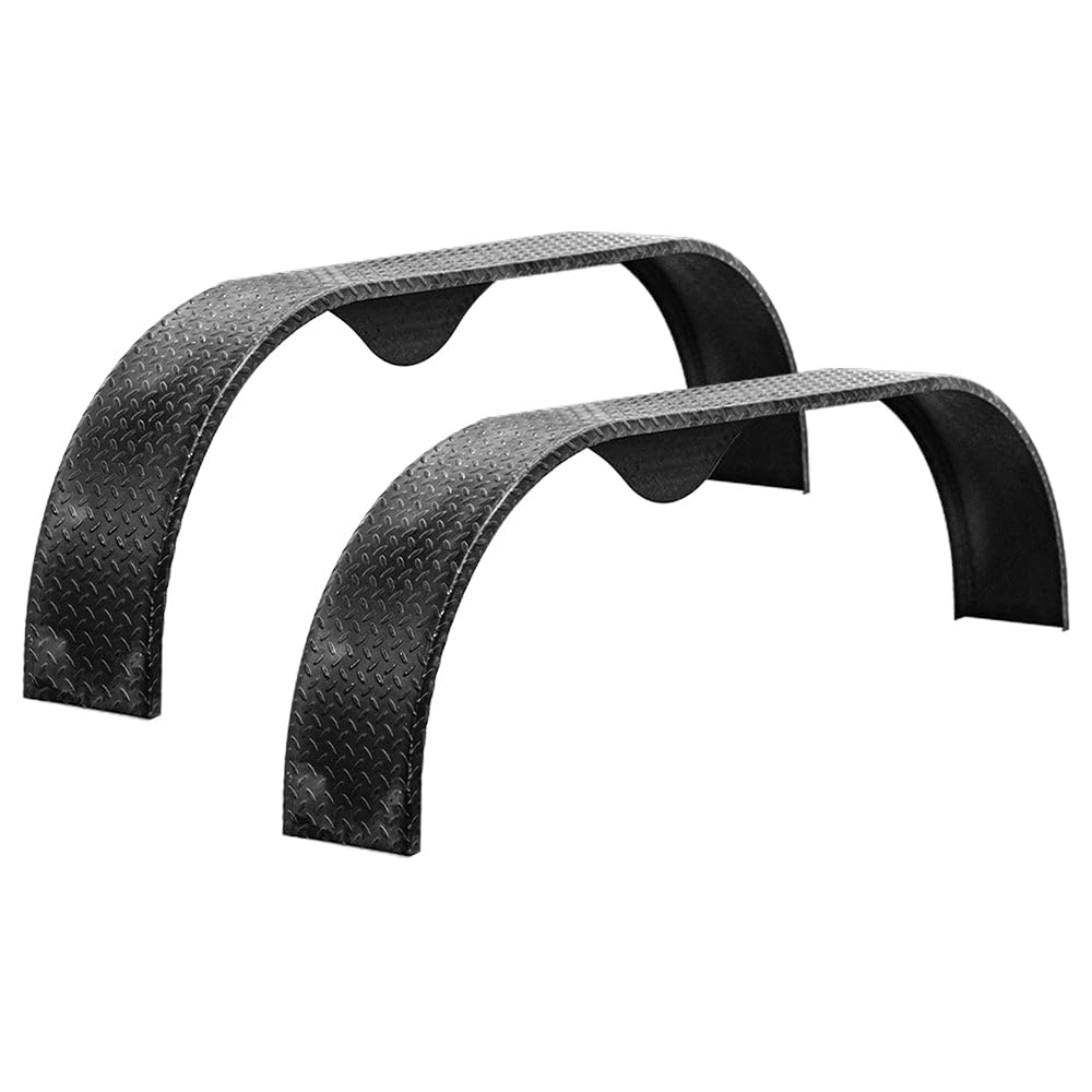 The Trailer Parts Outlet - Pair of 2 Tandem Axle 9x72 Steel Teardrop Diamond Plate Trailer Fenders