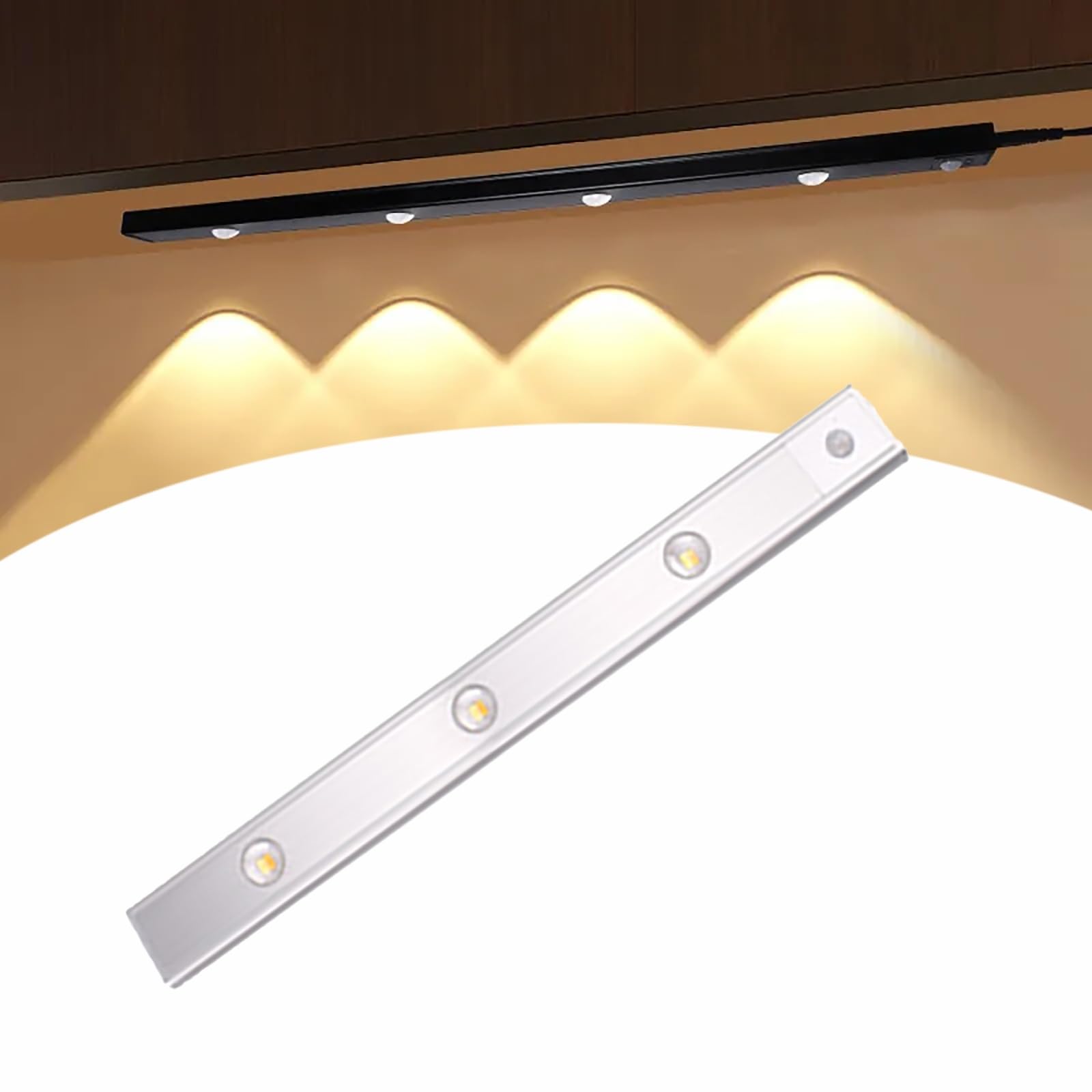 Motion Sensor Cabinet Lights, 120° Sensing Angle Wireless Under Cabinet Light with Magnetic Strip, LED Closet Lights Portable Led Under-Cabinet Lighting for Wardrobe Cabinet Stairs ( Color : Silver ,