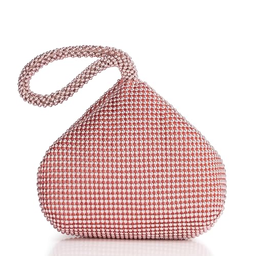 BABEYOND Clutch Bags for Women Beaded Evening Bags 1920s Flapper Clutch Handbag for Costume Party, Wedding & Daily Use(Rose gold)