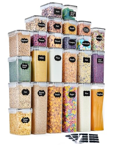 GoMaihe Vorratsdosen 25 Set Aufbewahrungsbox Küche Organizer, Luftdicht Vorratsbehälter Plastik mit Deckel, Vorratsdose für Müsli Mehl Kaffeebohnen Cornflakes Spaghetti Aufbewahrung