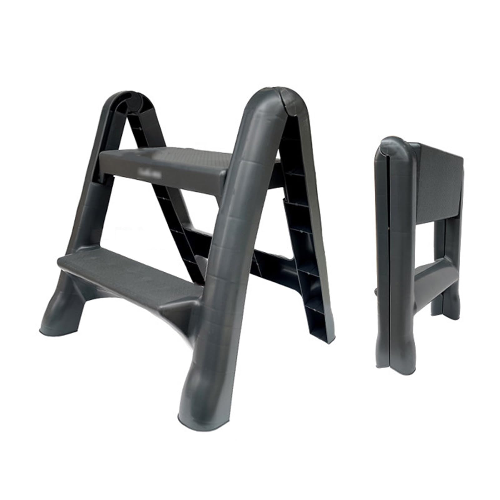 Lot de 2 marchepieds pliables gris de 35,6 cm de haut, coussinets antidérapants, capacité de 136 kg, tabouret portable pour adultes dans la salle de bain et la cuisine