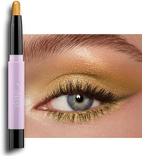DELISOUL Cream Eyeshadow,Matte & Shimmer Eyeshadow Stick,Eye Brightener Stick,Waterproof Eye Shadow Pencil Crayon,Glitter Eyeliner Pen,Long Lasting buildable Neutral Eye Makeup,Gold Shimmer