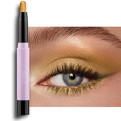 Delisoul Cream Eyeshadow,Matte & Shimmer Eyeshadow Stick,Eye Brightener Stick,Waterproof Eye Shadow Pencil Crayon,Glitter Eyeliner Pen,Long Lasting Buildable Neutral Eye Makeup,Gold Shimmer #TOP1
