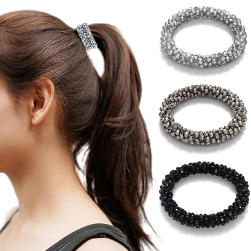 3 piezas gomas para el cabello en perlas y pedrería, gomas para el cabello para niñas, gomas para el cabello para mujeres, perlas, gomas para el cabello para niñas, para mujeres y niñas