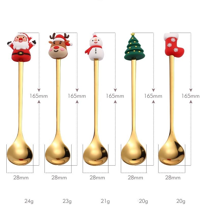 ONUIFIKE Silverware Set, 6/24/36/48/60/72pcs Christmas Tableware Stainless Steel Spoon Creative 3D Christmas Figurine Fruit Spoon Gift Box Set, Home Cutlery Flatware Set(Gold,36 Pieces for 6)