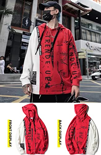 Hoodies for Men Color Block Hoodie with Design Hip Hop Colorful Hooded Pullover Novelty Sweatshirt2
