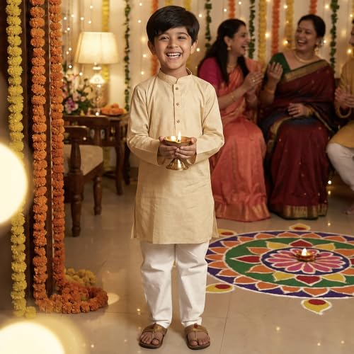 Image of Chandrakala Kids Kurta Pajama Set for Boys, Ethnic Wear for Diwali Eid & Weddings