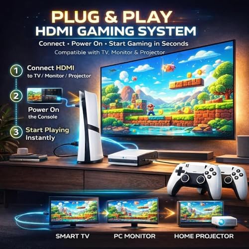 Image of Maizic Smarthome GS5 Pro 4K Wireless Retro Gaming Console | 30,000+ Built-in Games & 53 Emulators | Plug & Play HDMI System for TV, PC & Projector | 2 Wireless Controllers Includes
