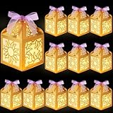 Humyoun 15 Pcs Sun Lanterns Centerpieces Princess Birthday Decorations Gold Paper Boxes with Ribbon Sun Cutout Table Decor for Party Gift Wrapping Supplies Photo Props, Candles Not Included
