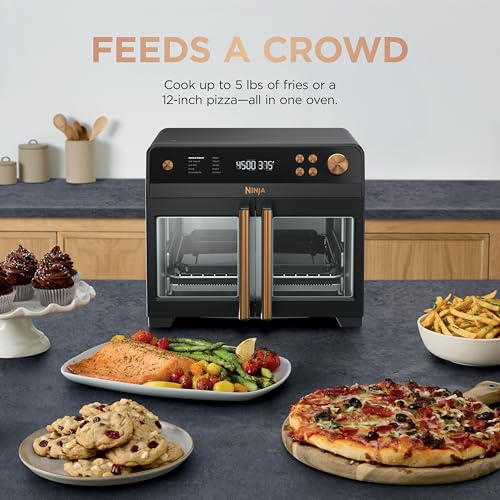 Image of Ninja | French Door Premier Air fry Oven | 10-in-1 functions | 20.3-qt capacity | 5-qt Air Fry Basket, Sheet Pan, Wire Rack, Broil Rack | PFAS-free, Dishwasher-Safe Accessories | Black | FO101BK