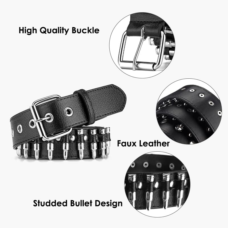Image of Studded Belt, Metal Punk Rock Rivet Belt with Bright Pyramid Studded for Women Men
