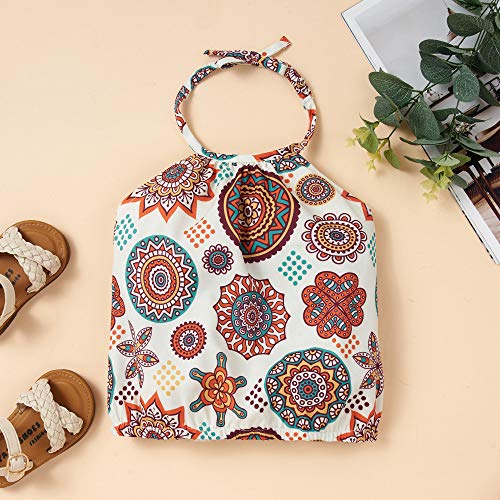 Toddler Girls Clothes 1-6T Girl Clothing Sets, Sleeveless Halter Top+Pant Baby Girl Boho Summer Beach Outfits 2Pcs Khaki