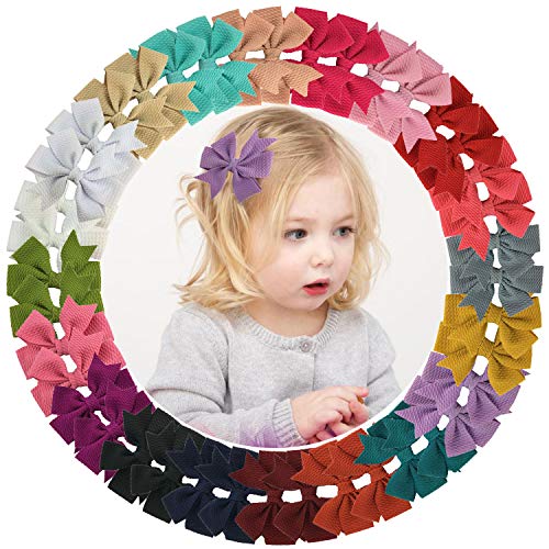 DeD 40Pcs Baby Girls Hair Bows Clips Boutique Twill Fabric Bows With Alligator Clips Pinwheel Hair Barrettes for Kids Toddlers Teens In Pairs