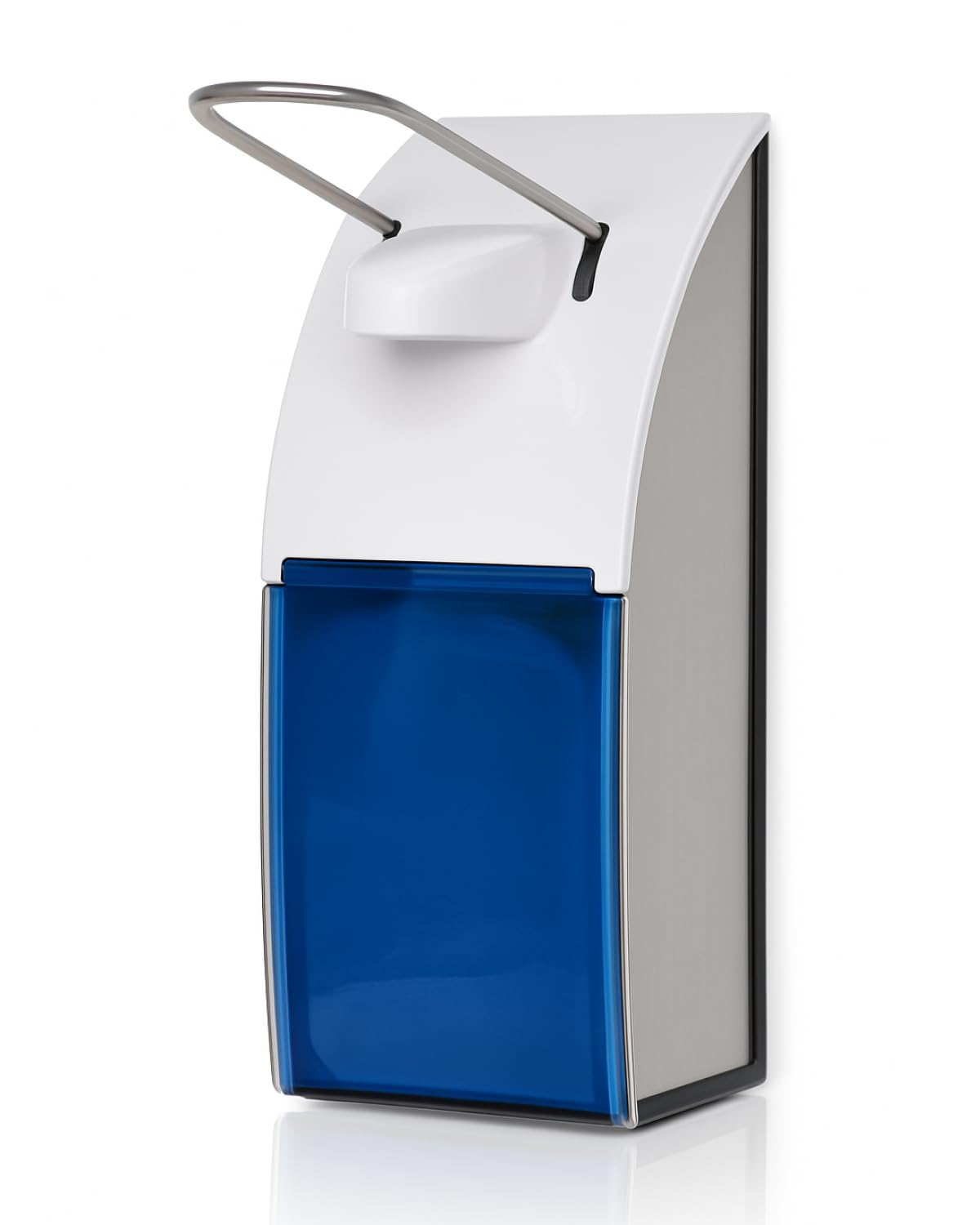 Edelstahl Armhebelspender 500 ml Blau | Edelstahl gebürstet, 500-ml-Flasche inkl., abschließbar, langlebig & robust