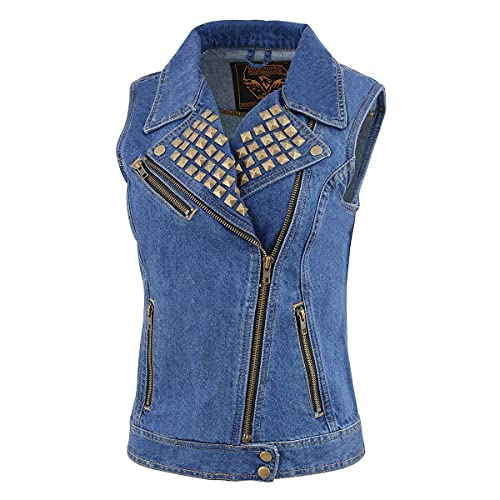 Image of Milwaukee Leather Women's Premium Denim Motorcycle Rider Vest | MDL