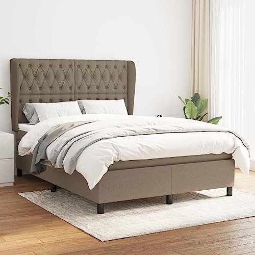 KATERYY Sommier à Lattes de lit avec Matelas Taupe 140x200 cm Tissu,Lit Complet avec Matelas à Ressorts ensachés et tête de lit réglable pour Un Sommeil réparateur Lits, Cadres de lit
