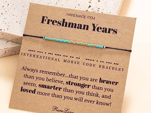 RareLove Freshman Year Gift, Morse Code Beaded Bracelet, Friendship Bracelets for Daughter Granddaughter Niece, College Gifts for Her, Waterproof Secret Message Bracelets3