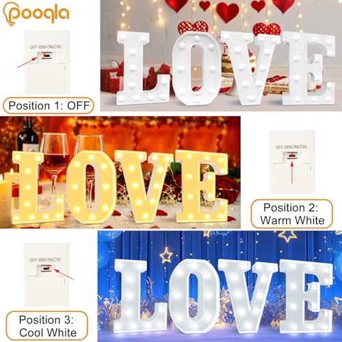 Image of Pooqla LED Marquee Letter Lights, Warm White and Cool White Decorative Lighted Letters, Light Up Alphabet Letters for Boys Girls, Party, Wedding, Bar, Night Light, Birthday Decoration, Letter P