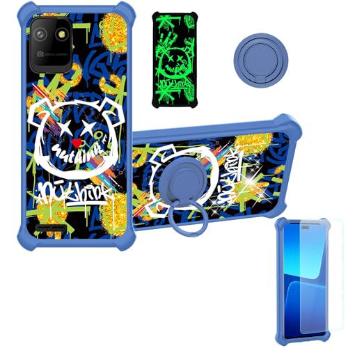 Aroepurt Coque Compatible pour Logicom EZY 2 Coque Étui [avec Trempé 9H Protection D'écran] Case Support de Bague PC + Silicone JSL-TYX
