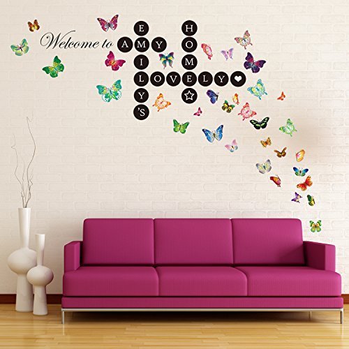 Walplus WS8006 Word Puzzles Walplus Butterflies Wall Sticker Murals Nursery Office Home Decoration, Multi-colour, 23.5 x 35 x 3 cm