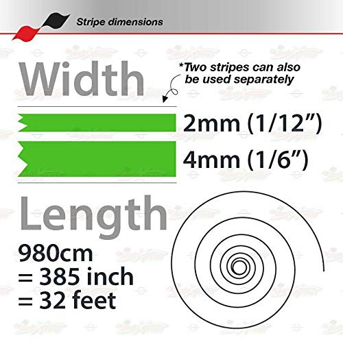 Decal Tape Vinyl Sticker For Vehicle Bodies & Parts Lime Green 1/2" Pin Stripe Double Tape 32 Ft Length For Cars Bumpers Models Helmets Motorcycles Dashboards Bodyworks #TOP1