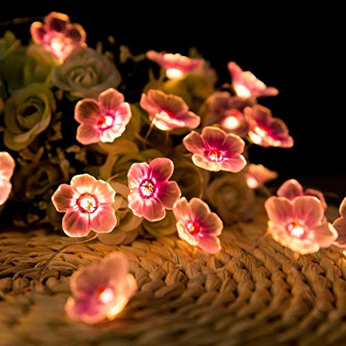 Onemore 30FT3AA Flower String Lights Fairy Pink Cherry Blossom String Lights Battery Operated 10Ft 30 Leds For Kids Girls Bedroom, Christmas, Spring, Garden, Wedding, Indoor Outdoor Decoration thumb #5