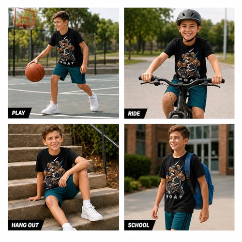 Image of Pro Athlete Active Boys Short Sets - 2 Piece Performance Crewneck Short Sleeve T-Shirt and Shorts Boys Athletic Sets (8-16)