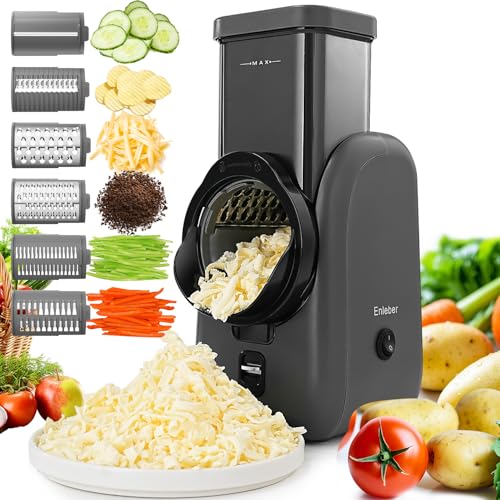 Electric Cheese Grater Electric Salad Maker Multi Grater Fruit Cutter Automatic Vegetable Chopper Slicer Food Processor for Cheese Cucumber Carrot Gray-Black