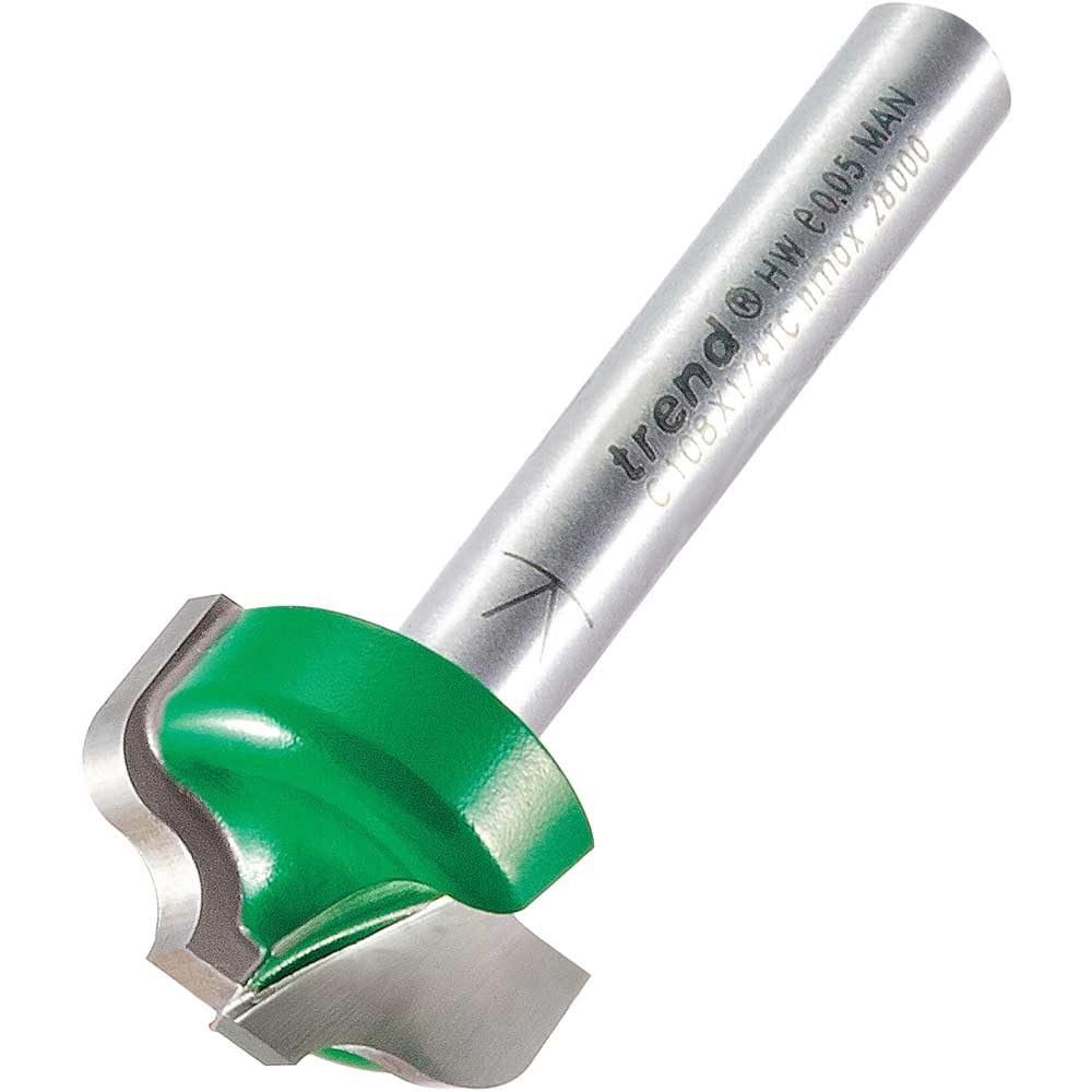Trend Silver Craftpro Small Panelling Router Cutter, 1/4 Inch Shank, 3.2Mm Radius, 19.1Mm Cut Diameter & 11.1Mm Cut Length, Tungsten Carbide Tipped, C108x1/4Tc