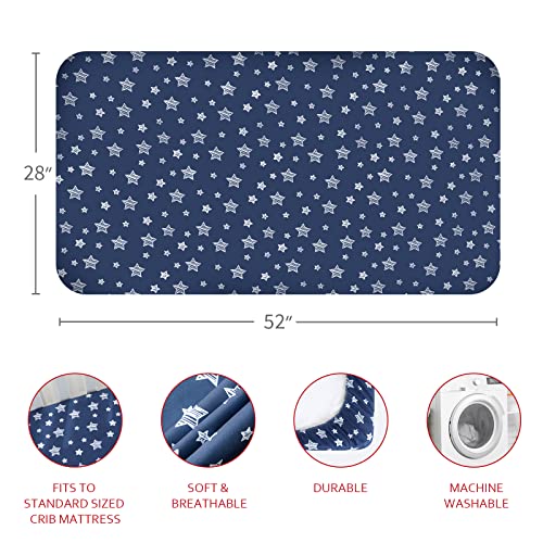 Image of Crib Sheets for Boys or Girls 4 Pack, Fitted Crib Sheet for Standard Size Crib and Toddler Mattresses, Soft and Breathable Material, Navy