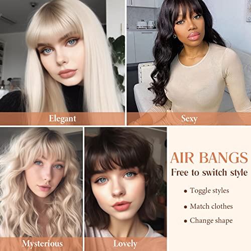 Auruza Wispy Bangs Hair Clip Extensions 100% Human Hair - Fake Bangs Clip In Bangs With Temples And Curved Bangs, Hair Pieces For Women, Ponytail Extension Human Hair, Enjoy Daily Wear And Convenience #TOP6