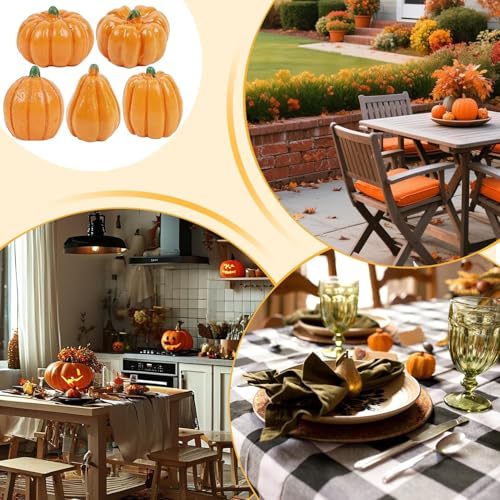 Calabazas falsas decorativas para adornar el jardin y mesas de comedor en otono 5