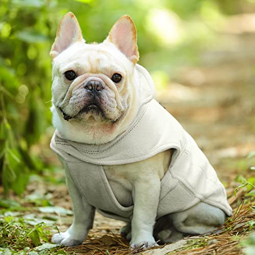 VIVAGLORY Softpad Wintermantel Hund, Hundemantel Fleecemantel Hund, Fleecejacke mit Bauchschutz, Fleece Reflektierend Verstellbar Softshell, S, Beige